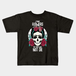 Frida Kahlo Floral Skull Kids T-Shirt